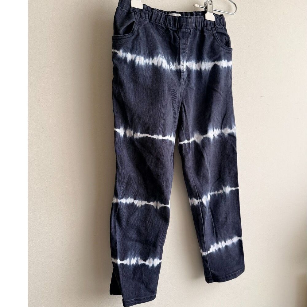 Open Edit Elastic Waist Navy/White Tie-dye denim jeans for kids (Size 8)